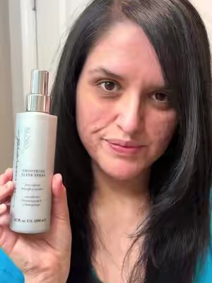 TikTok post by @fabiola.acosta for Kenra Professional. Caption reads: @Kenra Professional Smoothing Sleek Spray for....