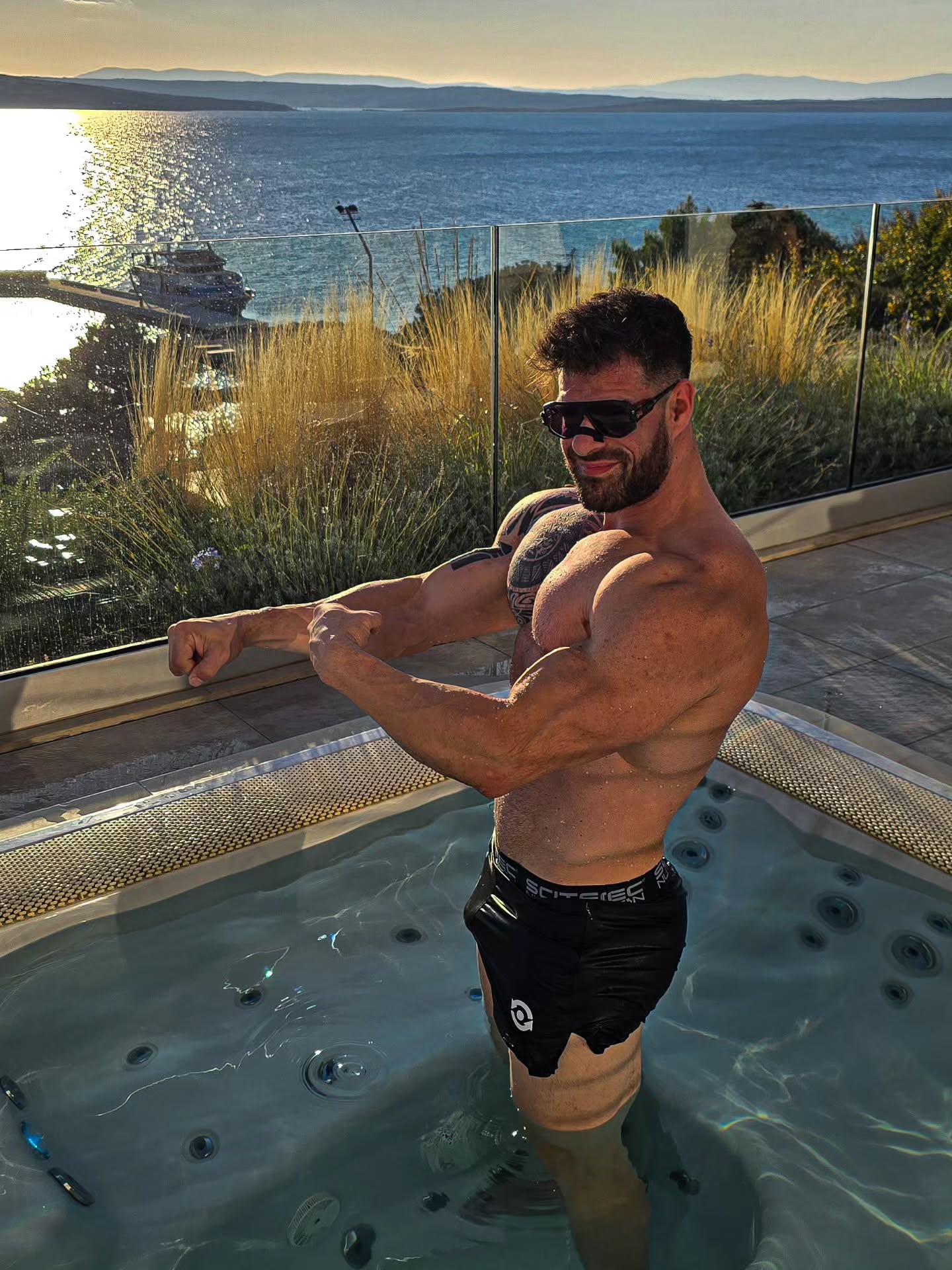 Instagram post by @markodrcic for Scitec Nutrition. Caption reads: Recovery day - shooting place 

@scitec_croatia.