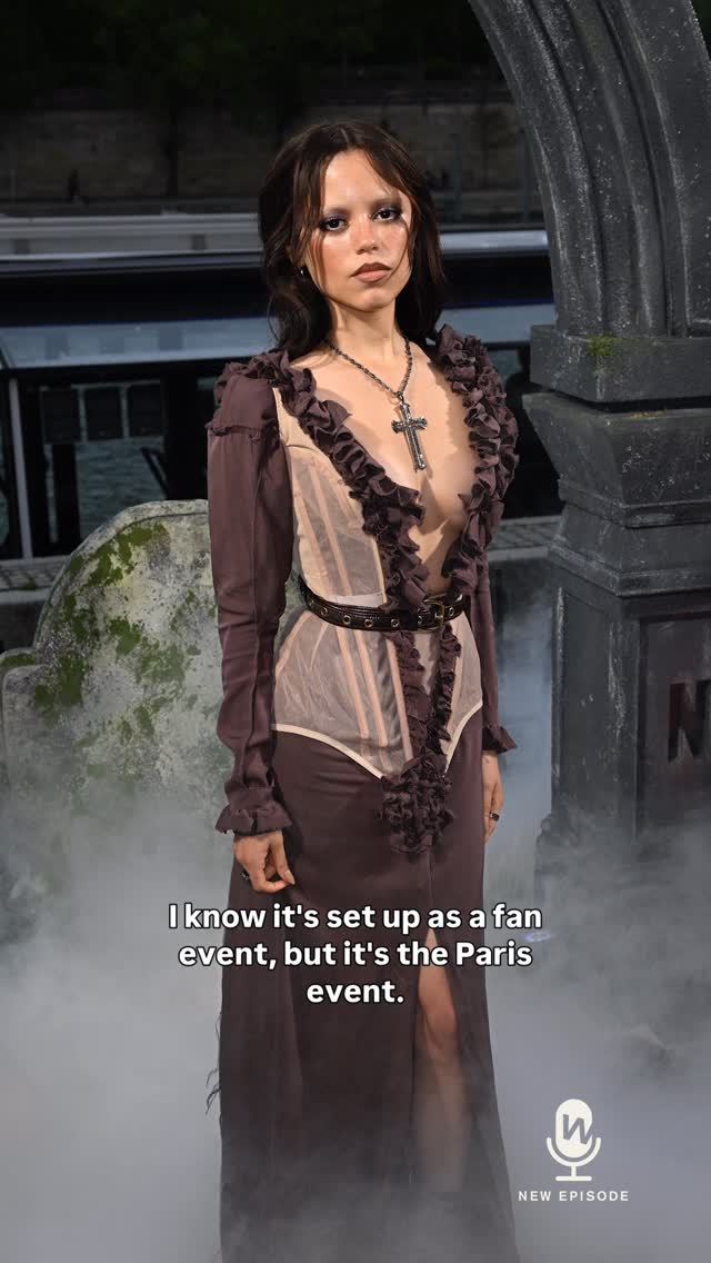 Instagram post by @hillarykerr for Who What Wear. Caption reads: @jennaortega’s @viviennewestwood gown during her....