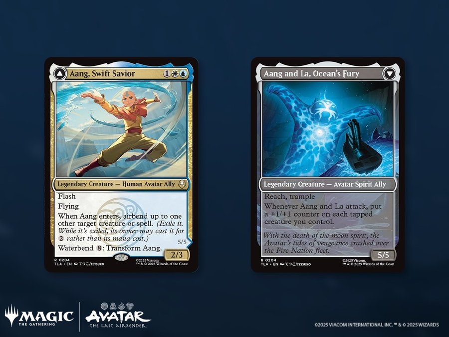 Instagram post by @avatarlegends for Magic: The Gathering. Caption reads: Aang and La are all of us, don’t mess with our....