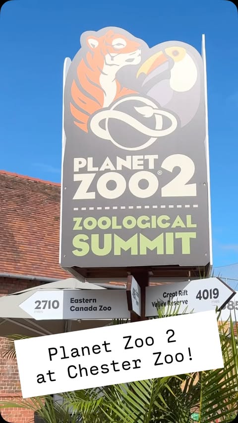 Instagram post by @mrlewisblogsgaming for Chester Zoo. Caption reads: [...] to @frontierdev @planetzoogame AND....