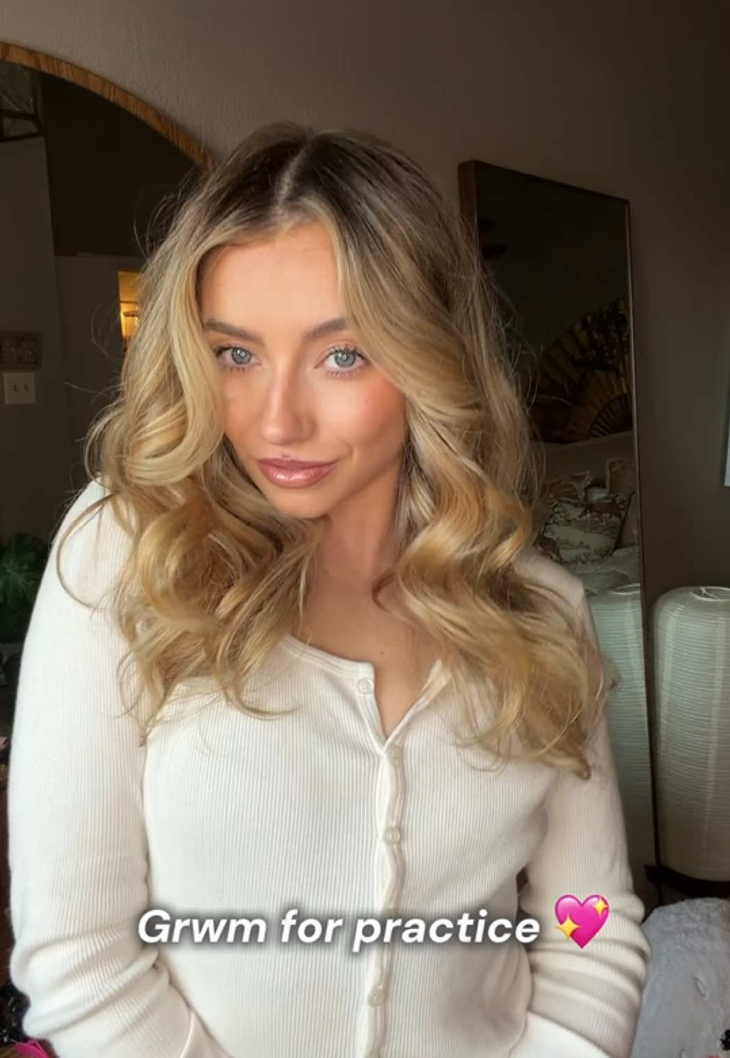 TikTok post by @kleinepowell for Aveda. Caption reads: [...] blowout routine is hair flip approved ✔️....