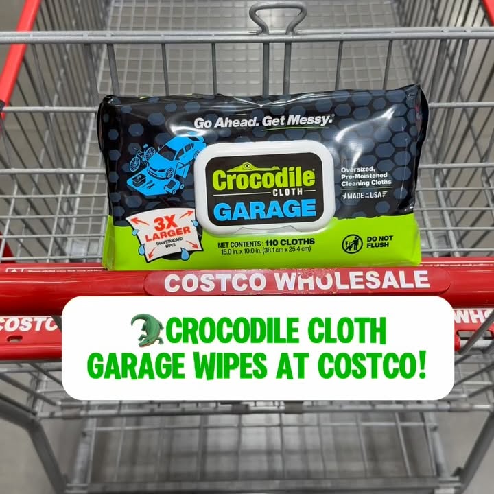 Instagram post by @costcoguide for Crocodile Cloth. Caption reads: My new favorite wipes!! These @crocodile.cloth....