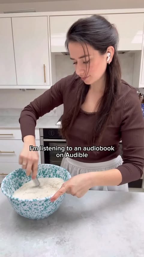 Instagram post by @louiseskitchengarden1 for Audible. Caption reads: [...] self is thanking you for listening with....