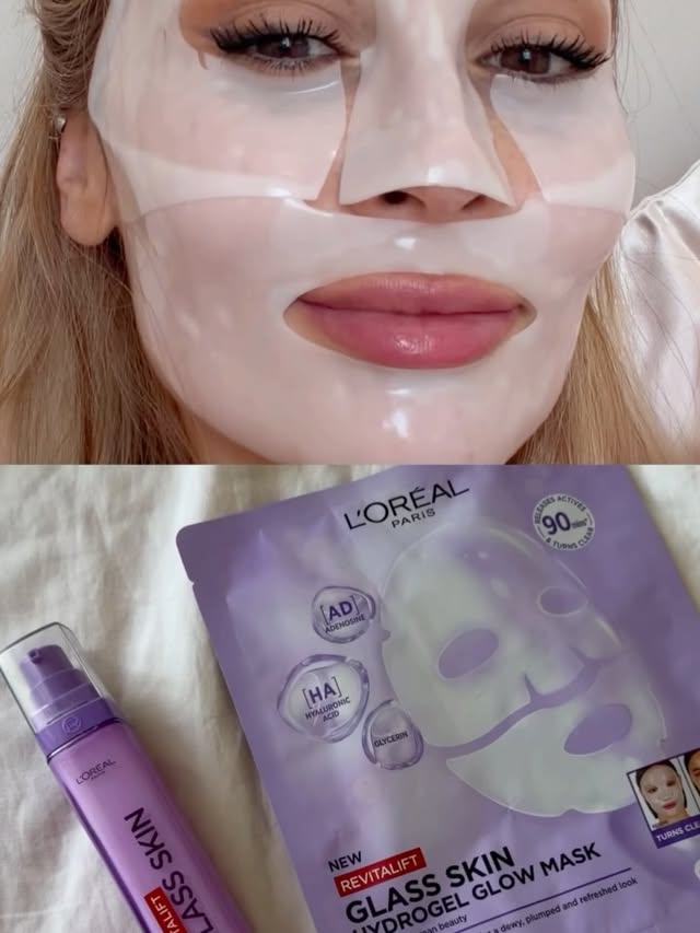 Instagram post by @voulgaraki_el for L'Oréal Paris. Caption reads: #ad Μόνο 2 βήματα για το απόλυτο Glass Skin....