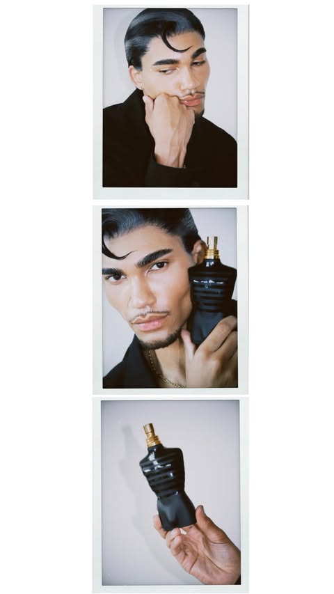 Instagram post by @dylanhasselbaink for Jean Paul Gaultier. Caption reads: POV: you’re turning @jeanpaulgaultier Le Male Le....