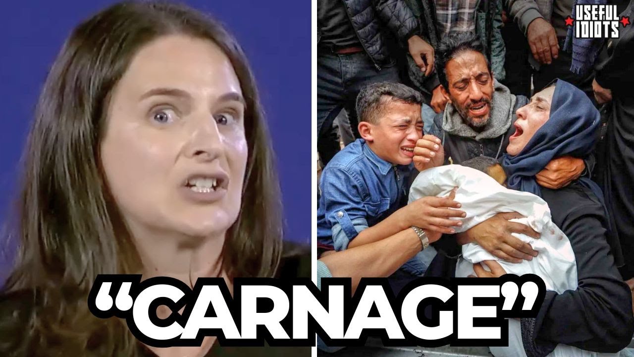 YouTube post by @usefulidiots for American Giant. Caption reads: Katie Halper DESTROYS Zionist Ex-Obama Aide on....