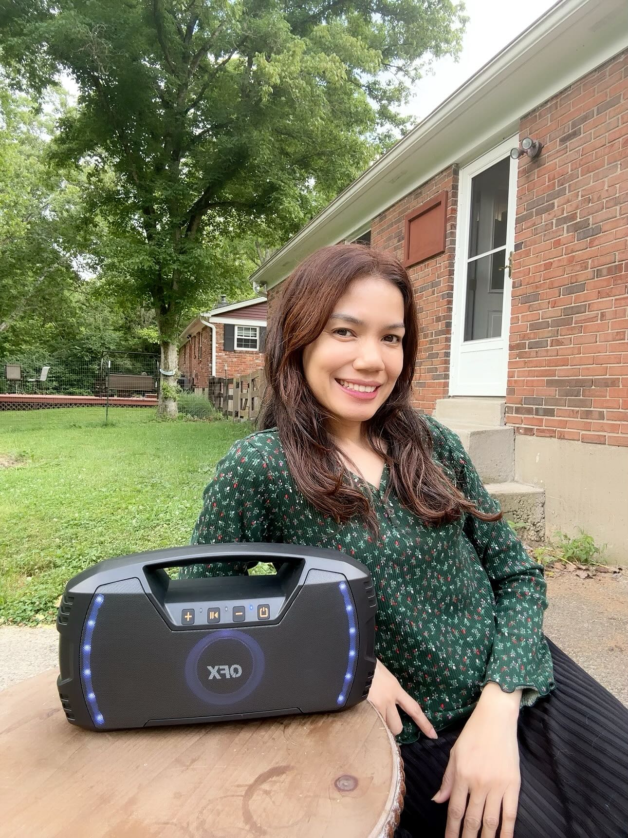 Instagram post by @elisa.aprilia_ for Stack Influence. Caption reads: QFX Bluetooth Boombox @qfxusa is a powerhouse in a....