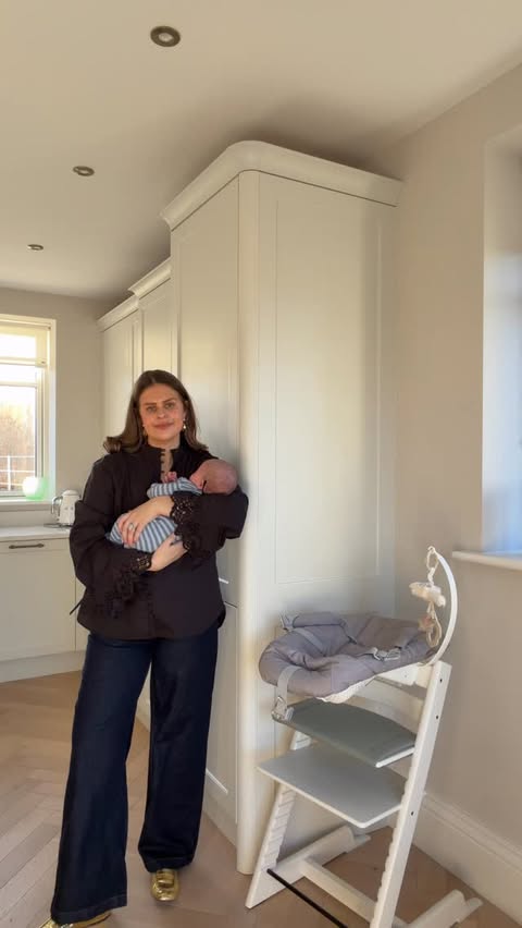 Instagram post by @styledbyisabel_ for Stokke. Caption reads: The @stokkebaby Tripp Trapp in Beech White has....