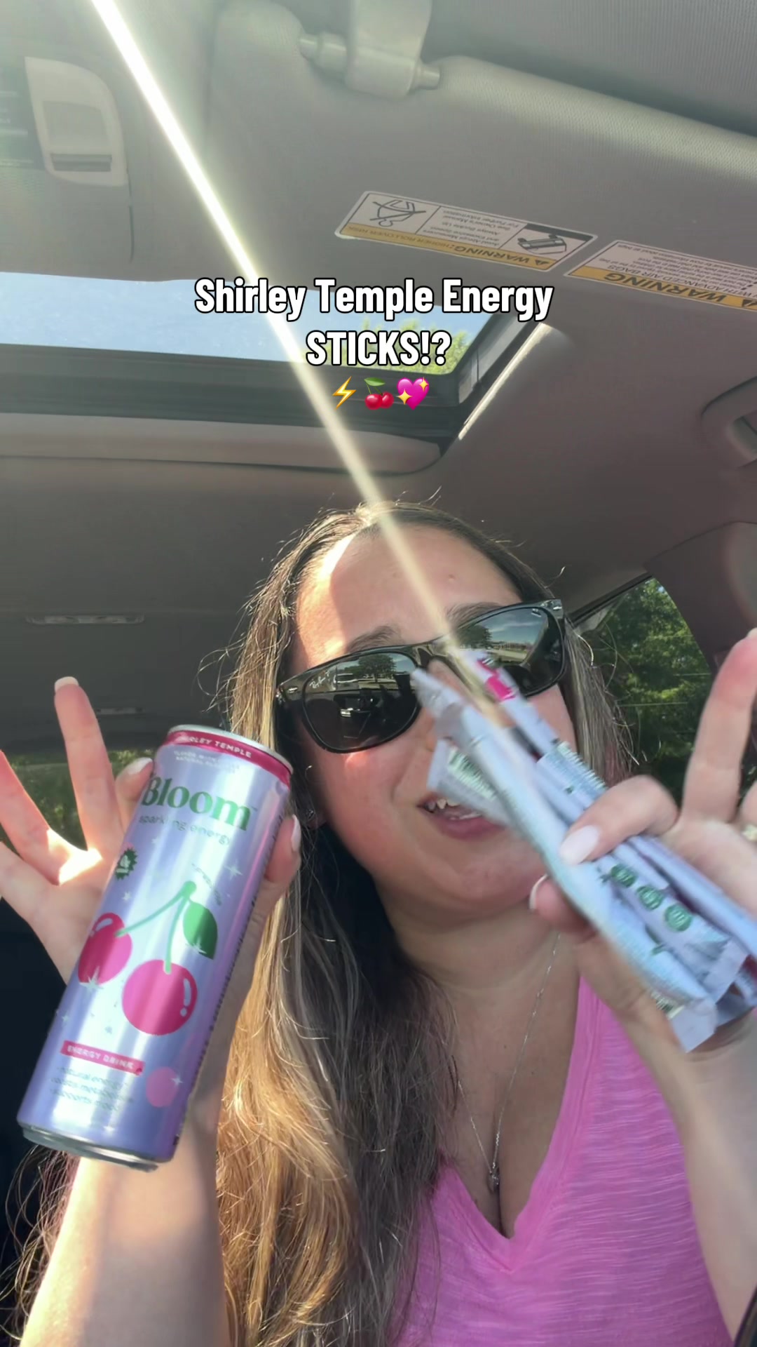 TikTok post by @jackieg01 for Bloom Nutrition. Caption reads: [...] in my luggage! ✈️ 🧳 @Bloom Nutrition....