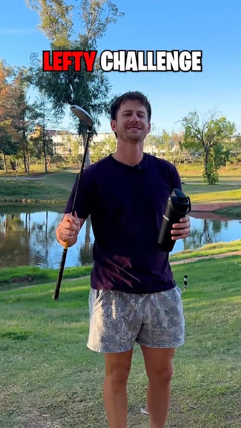 Instagram post by @samjagoda for Owala. Caption reads: [...] ONLY a lefty 5 hybrid?? ⛳️ Go grab an @owala....