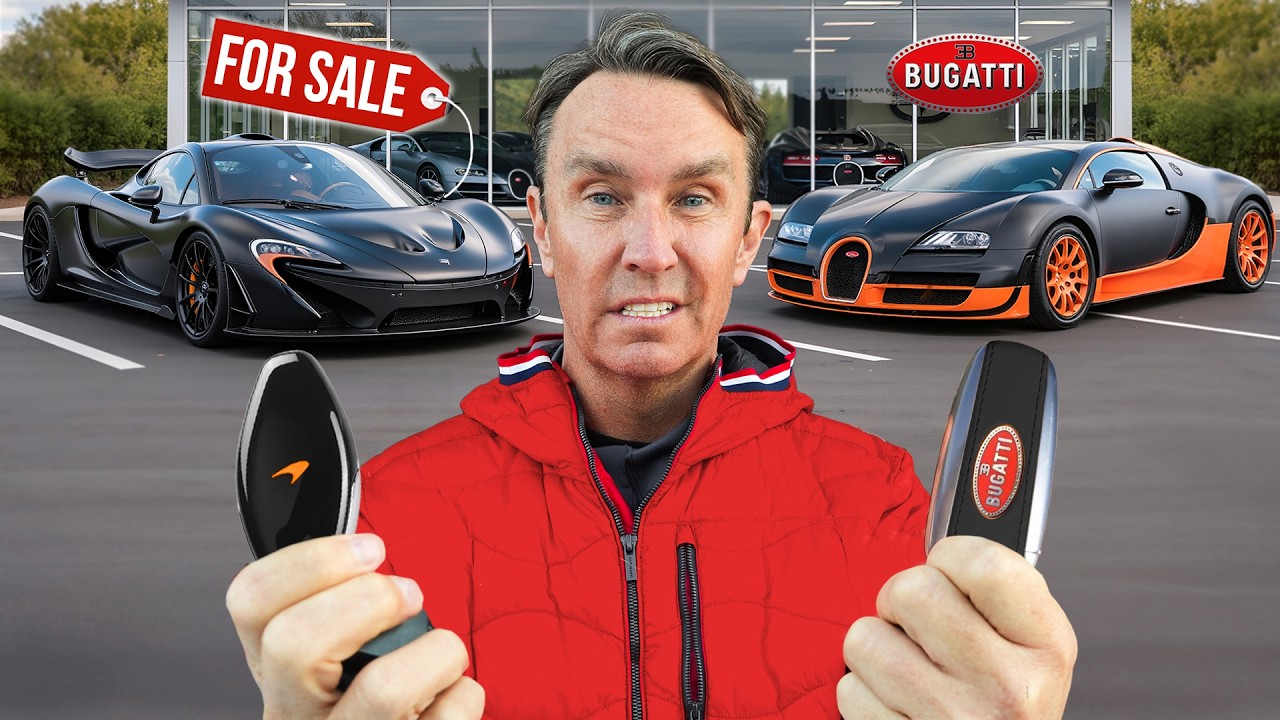 YouTube post by @MarkMcCann64 for carVertical. Caption reads: SELLING MY MCLAREN P1 TO BUY A BUGATTI VEYRON.