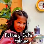 Instagram post by @london.travel.life for Pottery Café. Caption reads: [...] laughter and love! 🌈❤️ PR/ Invite....