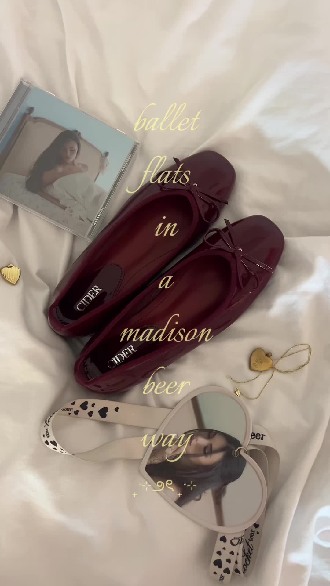 TikTok post by @elektrabecaglia for CiderCloset. Caption reads: [...] pair of ballet flats ever !!! @CiderCloset....