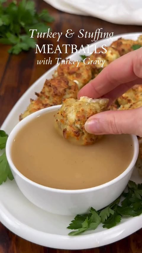 Instagram post by @thesaltycooker for Harris Teeter. Caption reads: These Turkey & Stuffing Meatballs need to be on....