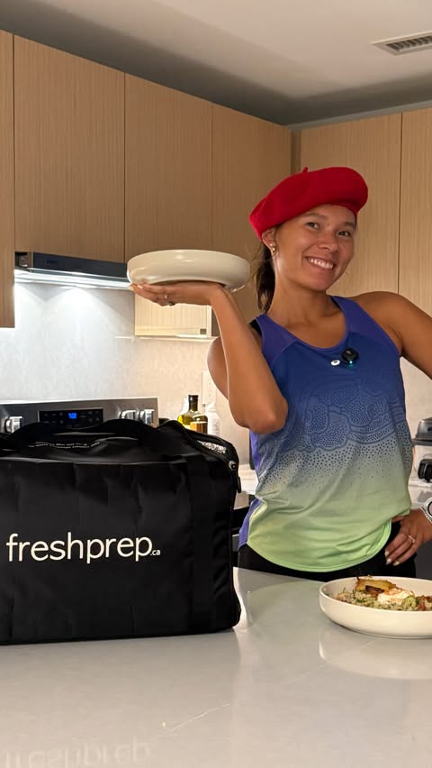 Instagram post by @savlovesrunning for Fresh Prep. Caption reads: Welcome to my cooking show… with @freshprep.ca As....