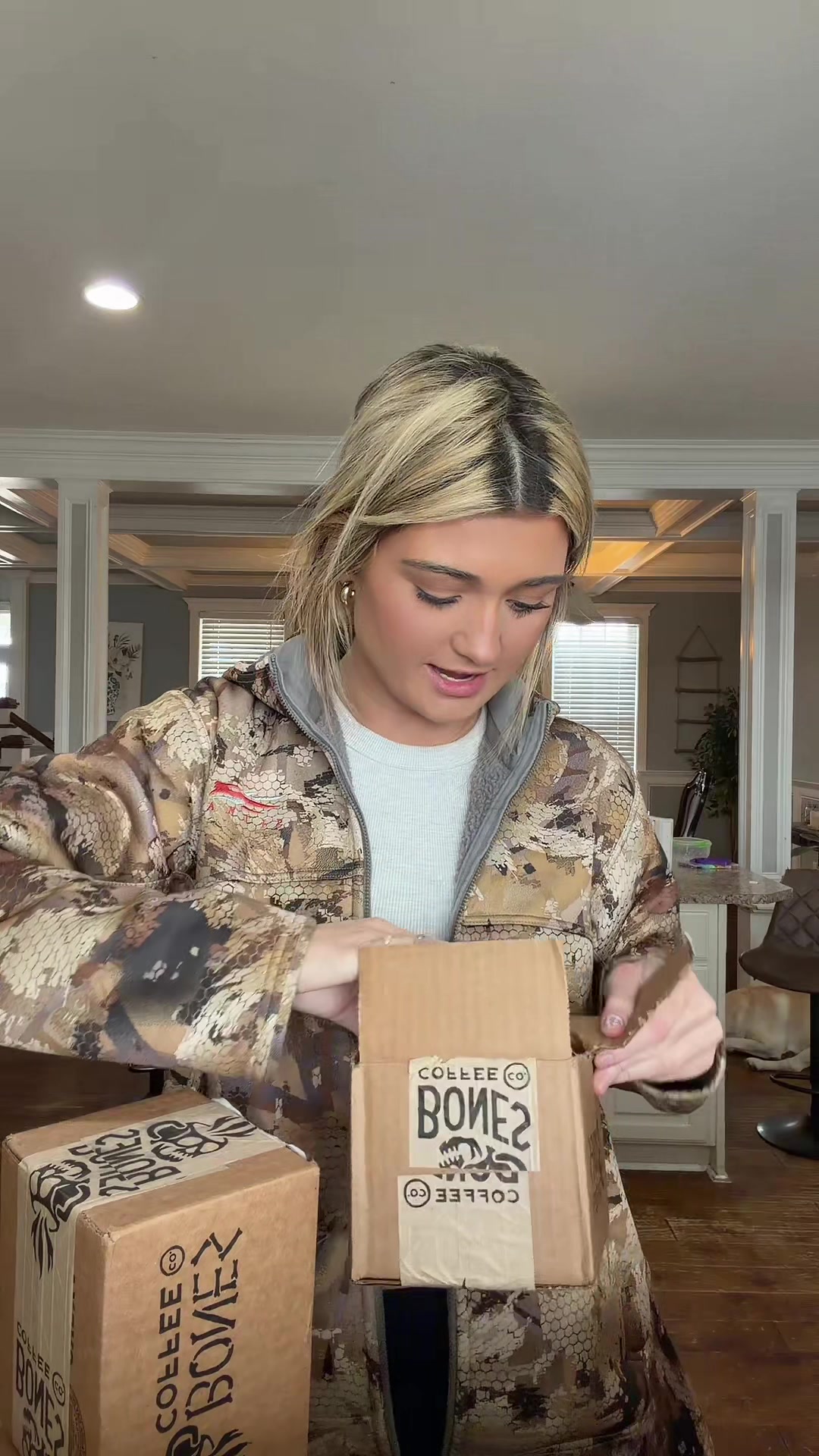 TikTok post by @iwantbojangles for Bones Coffee Company. Caption reads: [...] my entire life 😍😍😍 thank you @Bones....