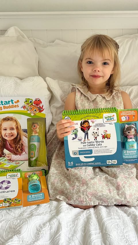Instagram post by @five_little_wildflowers for LeapFrog USA. Caption reads: The Leapfrog LeapStart Reading Buddies make....