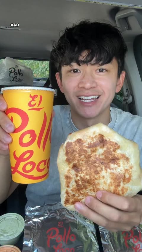 Instagram post by @thejcheneats for El Pollo Loco. Caption reads: #AD Trying @elpolloloco NEW Loaded Quesadillas 🔥....