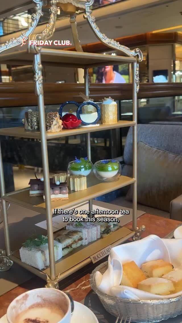 Instagram post by @fridayclub.mag for Mandarin Oriental. Caption reads: 💎 🍰 Slip into a glittering daydream where haute....