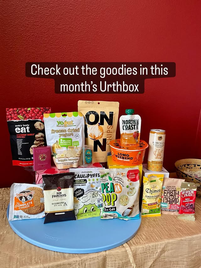 Instagram post by @desertfoodie88 for UrthBox. Caption reads: #ad Check out the goodies in my Urthbox this....