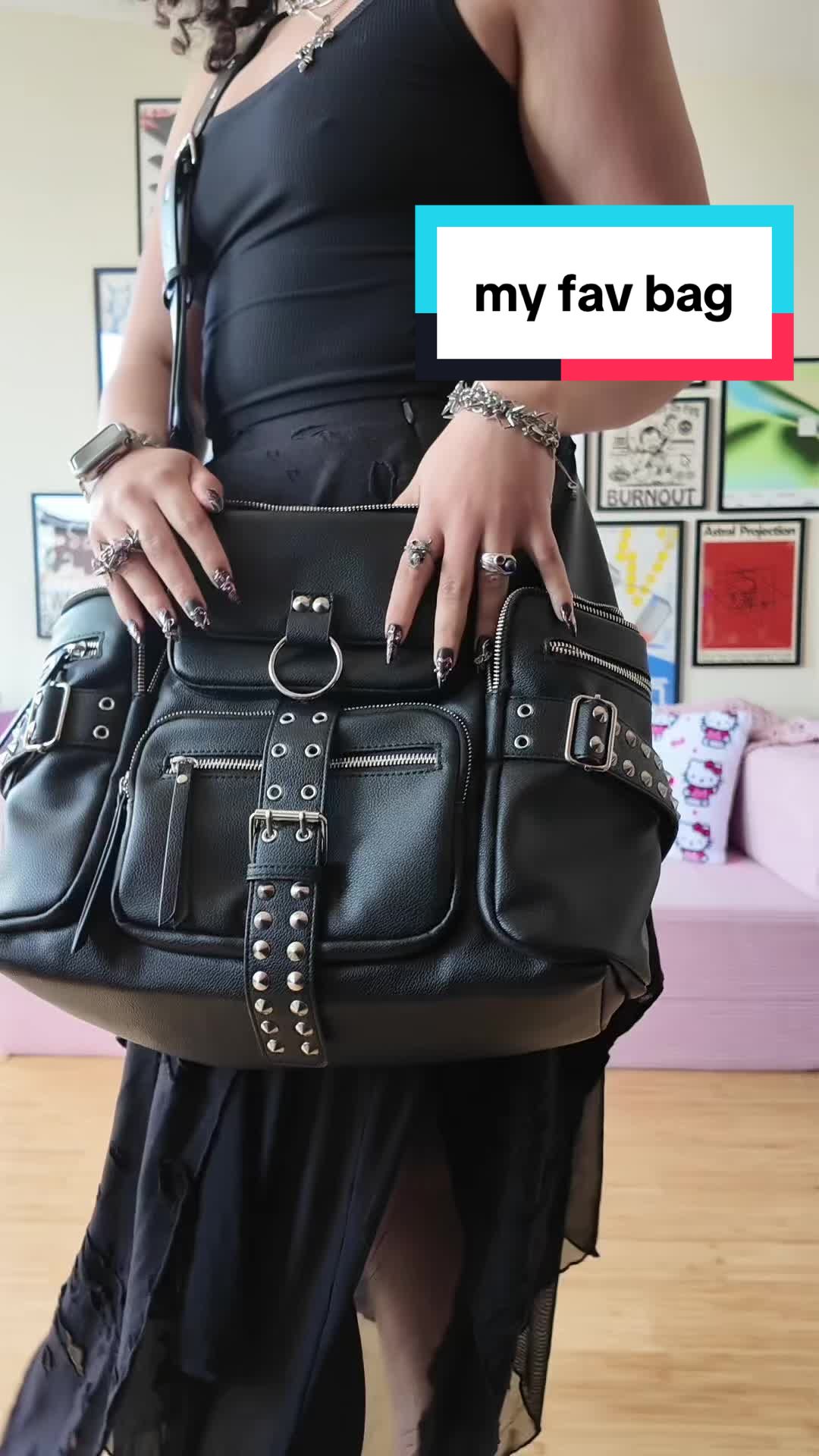TikTok post by @leahcedeno for Wicked Misfit. Caption reads: my absolute favorite bag from @Wicked Misfit Shop....