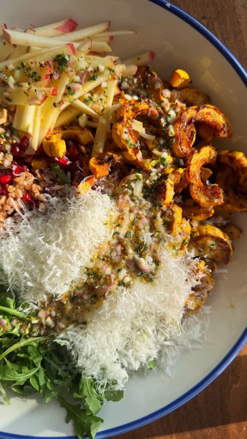 Instagram post by @saratane for La Maison Maille. Caption reads: It’s a Fall Farro Salad with @mailleUS Whole Grain....