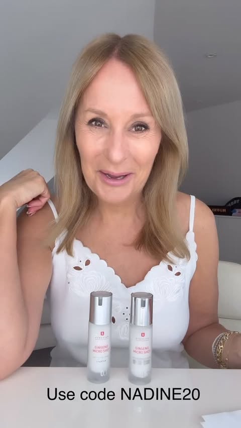 Instagram post by @nadinebaggott for Erborian. Caption reads: [...] & Code Microneedling Serum Introducing....