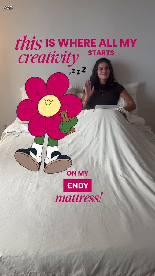 Instagram post by @fiorelladoodles for Endy. Caption reads: [...] why I was so excited to partner with Endy —....