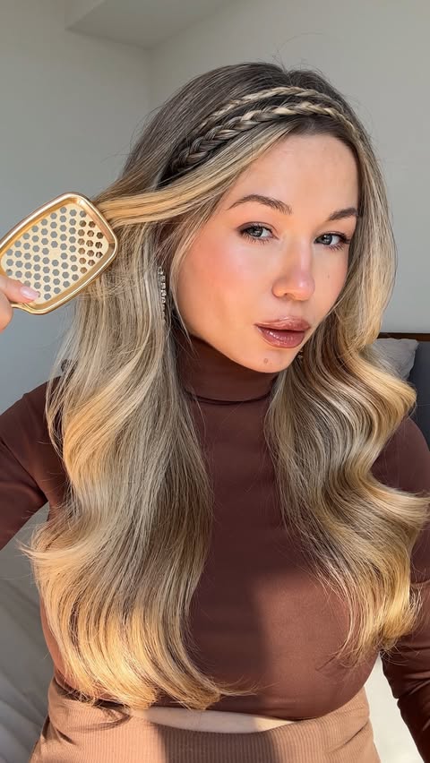 Instagram post by @alinabeautyroutine for FHI Heat. Caption reads: With the Mini Chrome Collection UNbrush in your....