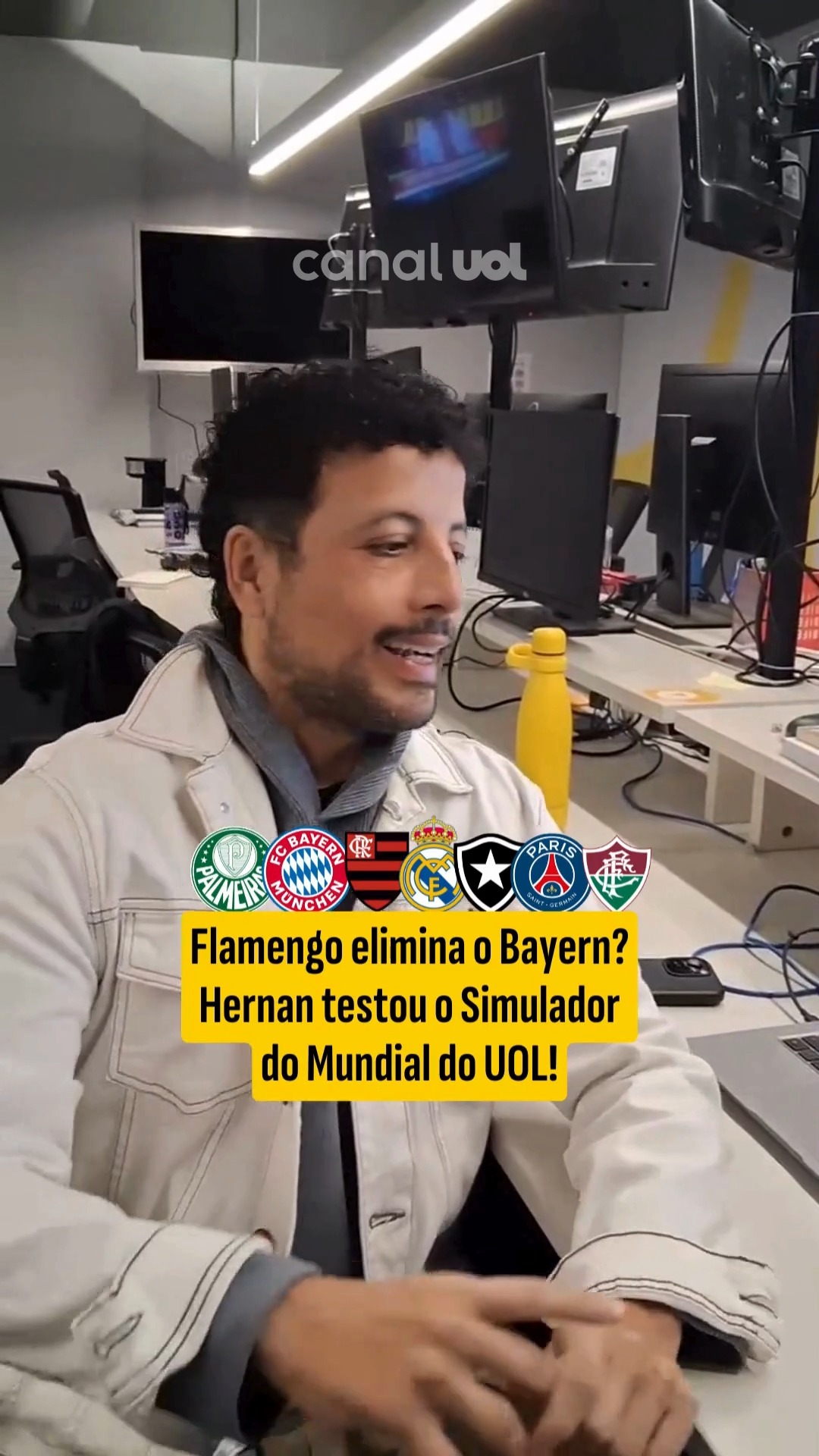 Instagram post by @andrehernan for Coca-Cola Brasil. Caption reads: FLA VAI MAIS LONGE? 🗣️

O UOL lançou o simulador....