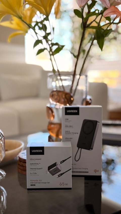 Instagram post by @myusalifee for UGREEN. Caption reads: Tiny charger, big power ⚡✨ The UGREEN MagFlow Air....