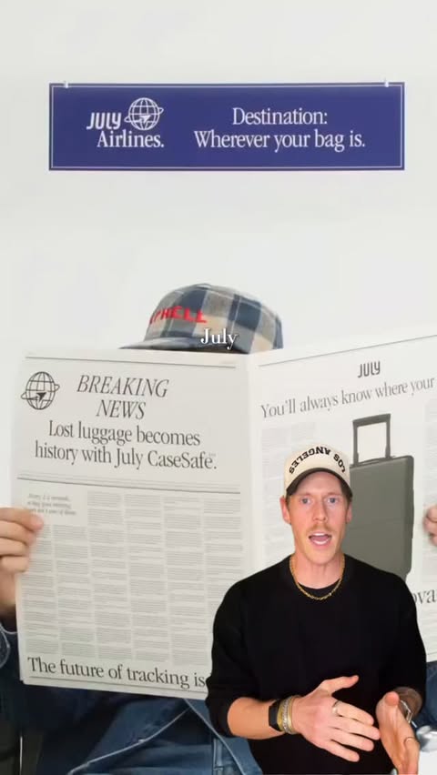 Instagram post by @calebulf for July. Caption reads: @july just launched their CaseSafe™️ trackable....