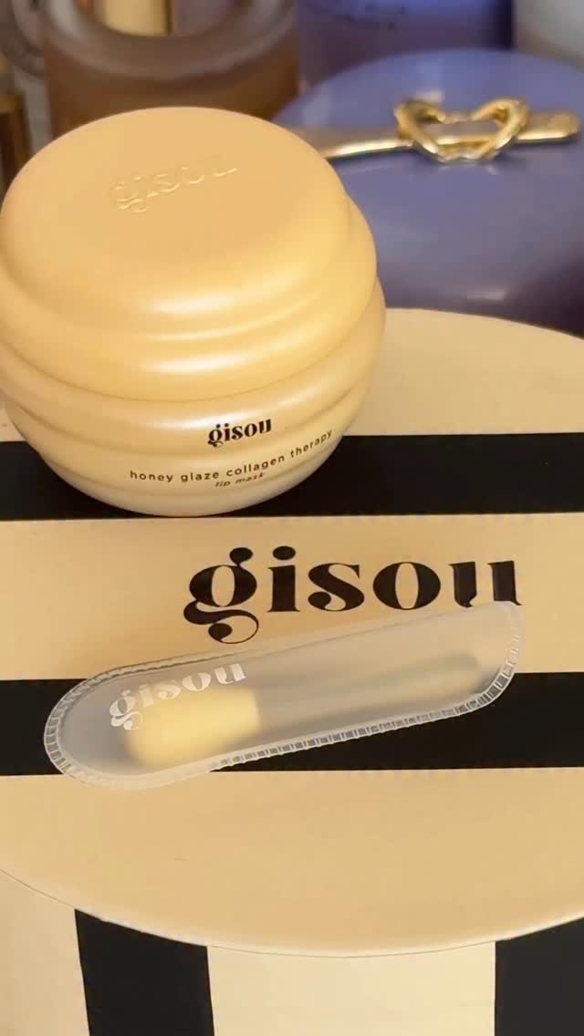 Instagram post by @first.gloss for Gisou. Caption reads: The new Gisou Honey-Infused Lip Mask is here 🍯 So....