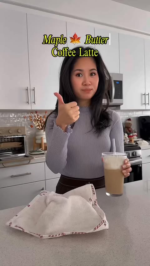 Instagram post by @n_g_le for Trader Joe's. Caption reads: Maple butter coffee latte for the holidays 🌙✨....