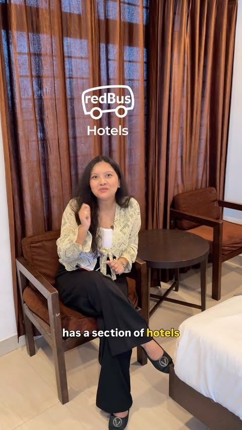 Instagram post by @jupii_._ for RedBus. Caption reads: [...] find a stay on hourly basis, but REDBUS came....