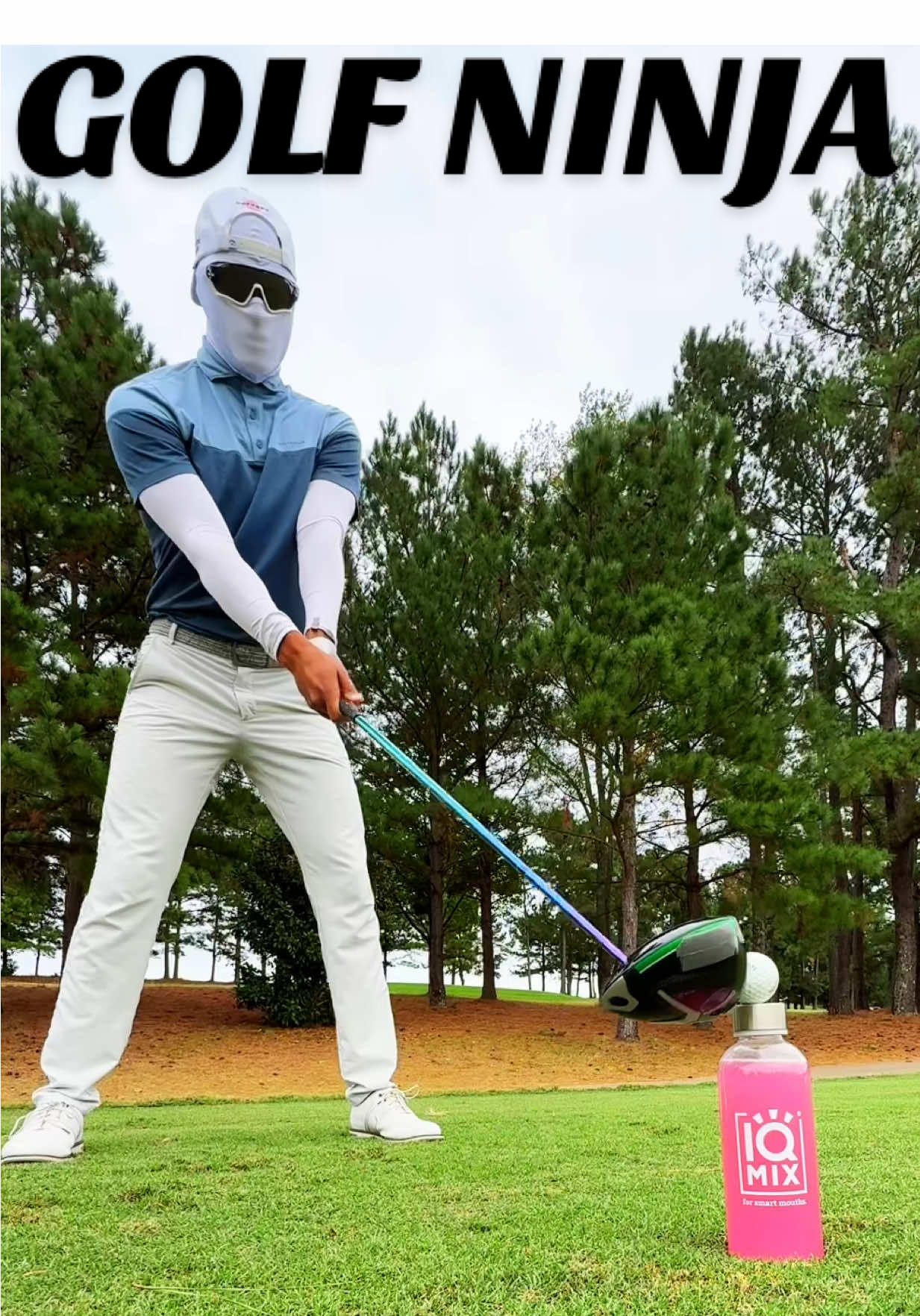 TikTok post by @golf_ninja for IQBAR. Caption reads: D.O.DRANK For Smart Mouths Only @SHOP IQBAR....