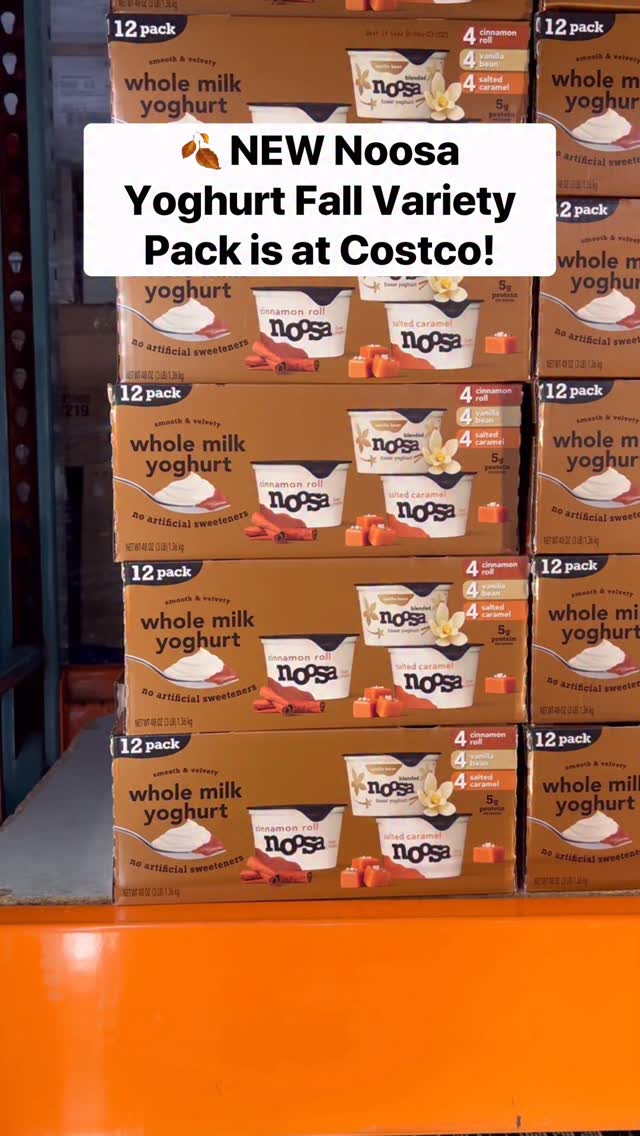 Instagram post by @costcobuys for noosa yoghurt. Caption reads: 🍂 This delicious @noosayoghurt Fall Variety Pack....