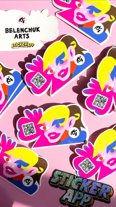 Instagram post by @belenchuk for StickerApp. Caption reads: [...] wants one for their laptop! Thanks to....