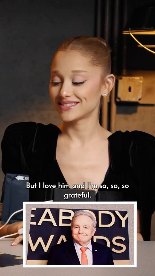 Instagram post by @arianagrande for Vanity Fair. Caption reads: via her best Lorne Michaels impression,....