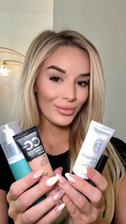 Instagram post by @taylorlaffey for Dermablend Pro. Caption reads: Dermablend: my flawless base secret for years! ✨....