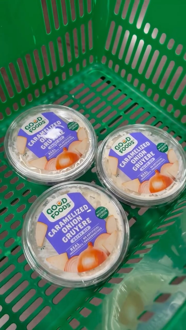 Instagram post by @sprouts.market.finds for Good Foods. Caption reads: 🚨 NEW ITEM 🚨YUM! This new caramelized onion....