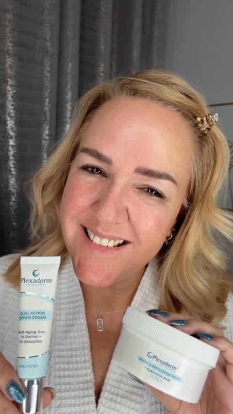 Instagram post by @torileesbeautymix for Plexaderm. Caption reads: [...] nighttime skincare routine for you from....