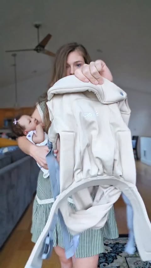 Instagram post by an influencer for GROWNSY. Caption reads: I’ve been testing the Grownsy newborn carrier and....
