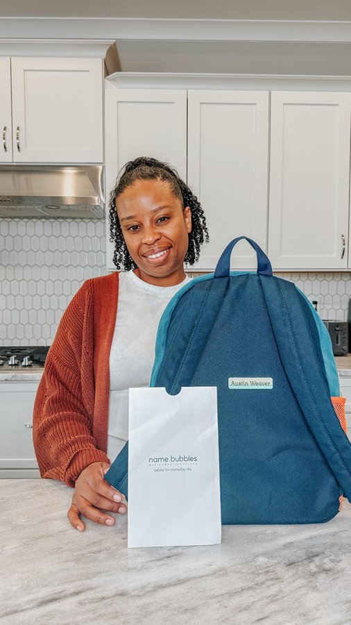 Instagram post by @xoleteshia for Name Bubbles. Caption reads: #ad If you are planning to send your kids to....