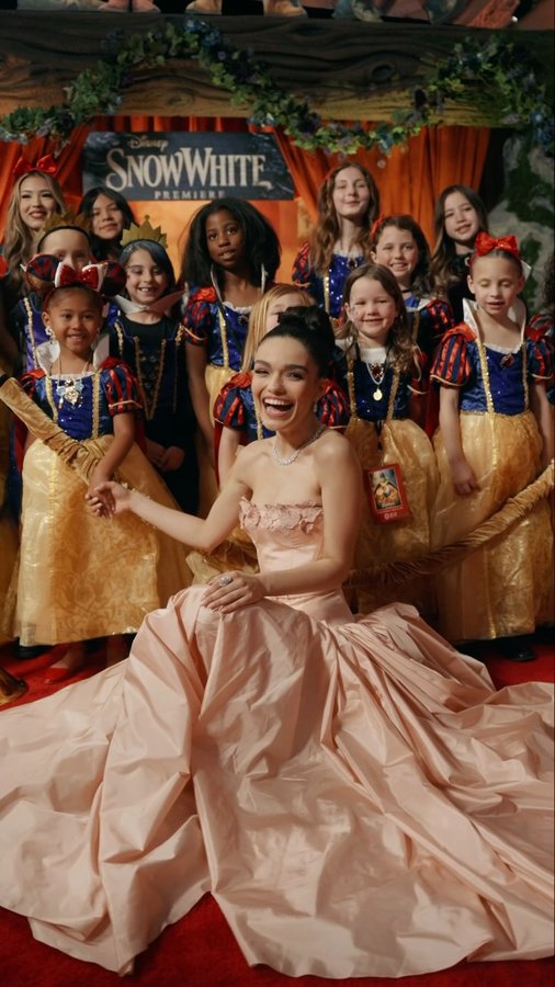 Instagram post by @rachelzegler for Disney Princess. Caption reads: Magic mirror on the wall… these little Snow Whites....