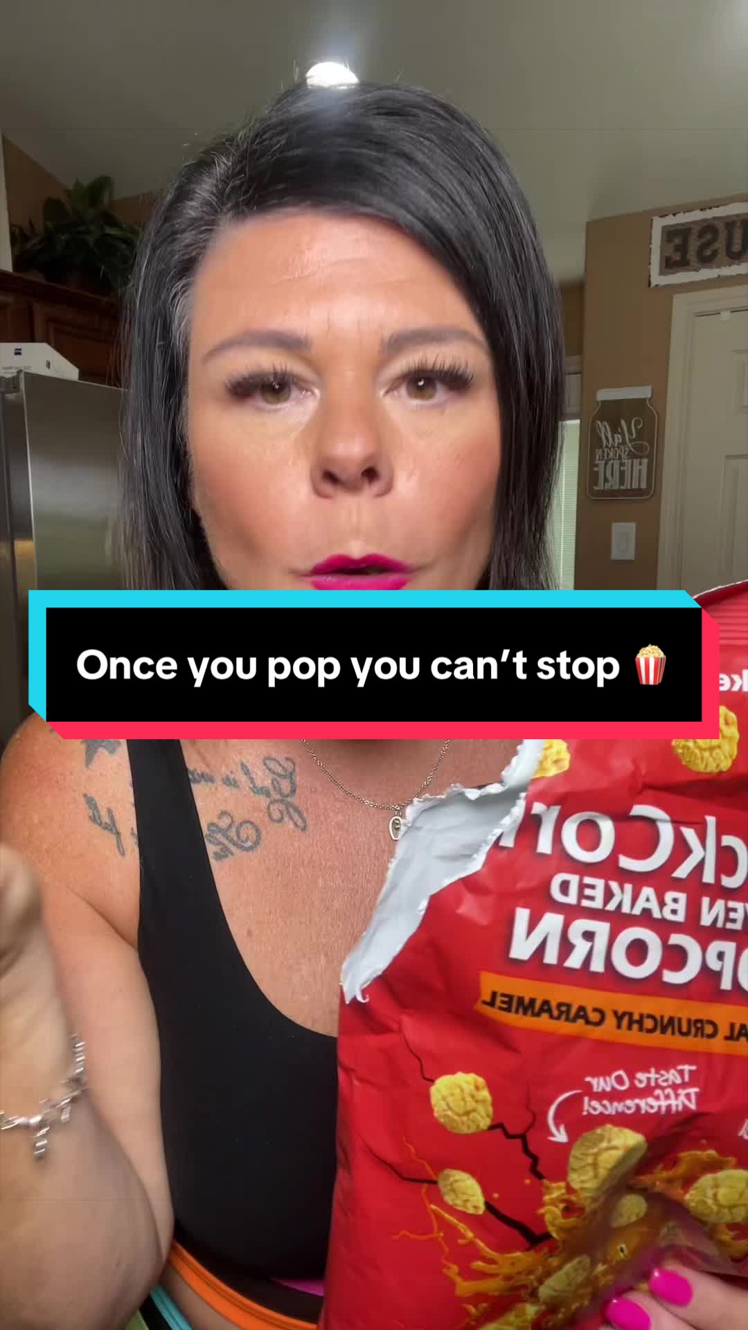 TikTok post by @kizzydeals for KrackCorn Popcorn. Caption reads: [...] #kettlecorn #fyp #krackcorn @KrackCorn....