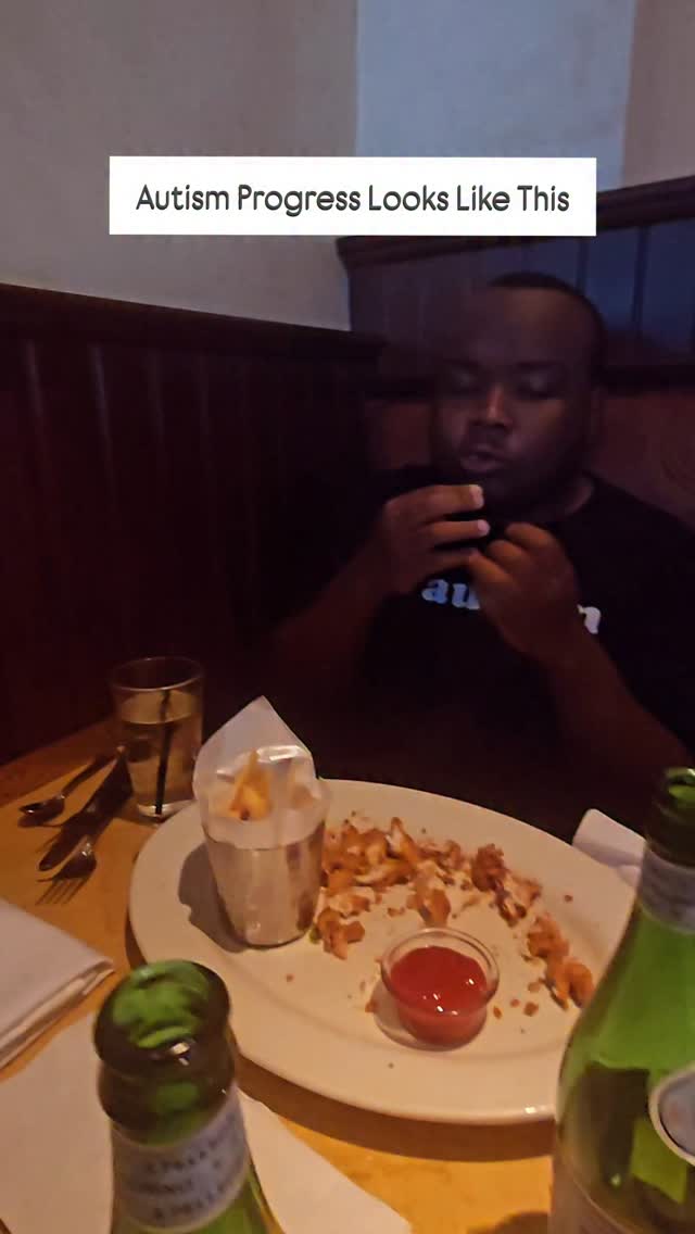 Instagram post by @dariuskingofstimming for The Cheesecake Factory. Caption reads: Darius enjoyed dinner at Cheesecake Factory,....