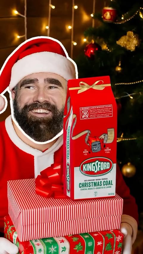 Instagram post by @jason.kelce for Kingsford. Caption reads: 🚨🚨Santa Kelce here with an important....