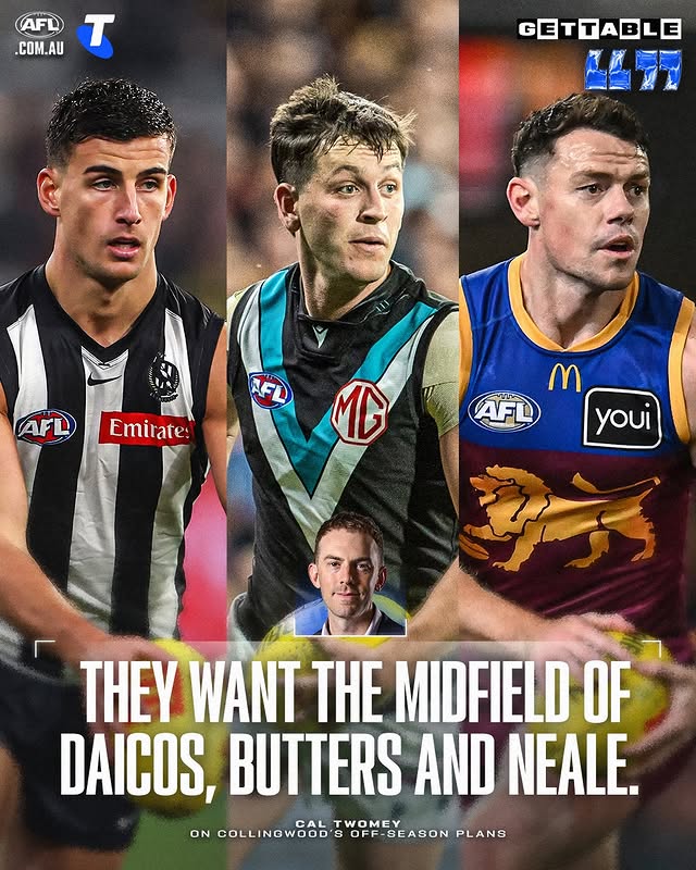 Instagram post by @caltwomeyafl for Telstra. Caption reads: Can you imagine these three stars at a centre....